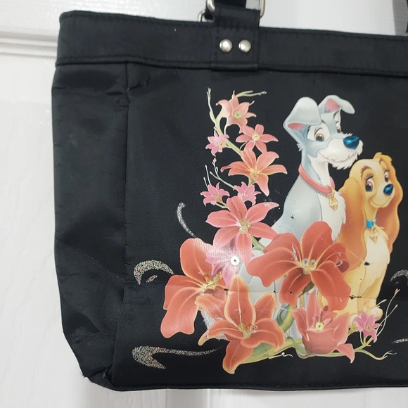 Disney Lady and The Tramp Black Nylon Shoulder Bag/Purse - Picture 2 of 15